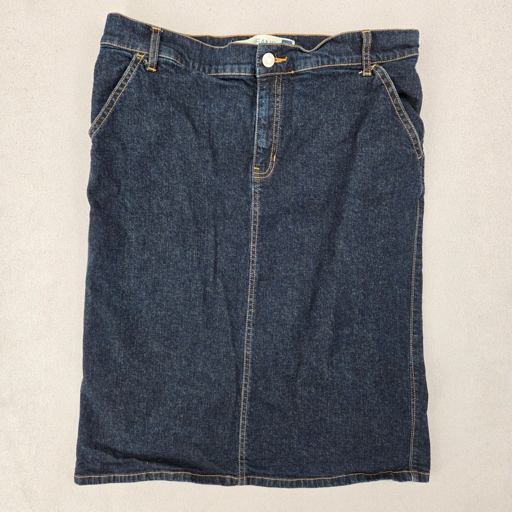 Gap Women Vintage 8 Denim Midi Skirt Dark Wash Stretchy Y2K Casual Classic